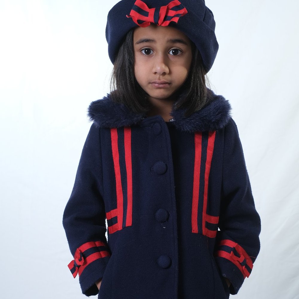Preppy wool coat with matching hat Beau Kid designer coat